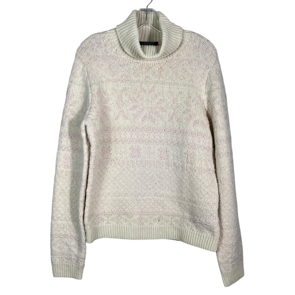 Lauren Ralph Lauren Exclusive Hand Knit Turtleneck Wool Cashmere Sweater Pink L - Picture 1 of 6